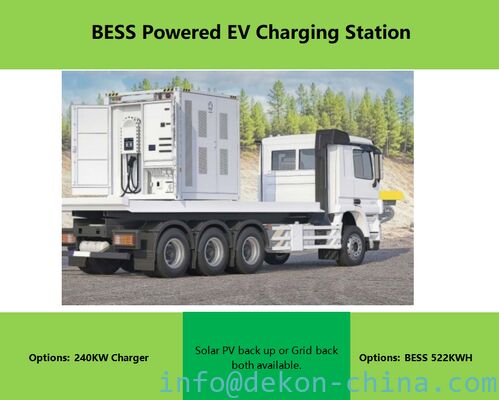 China Heavy electric machinery portable charging station with BESS power of 522KWh DC fast charger 240KW GBT +GBT Connector or GBT+CCS2 connector supplier
