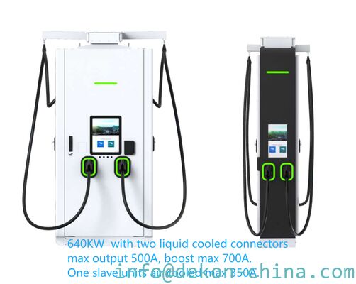 640KW Liquid cooled DC Charger with one slave units double CCS2 gun air cooled max 350A